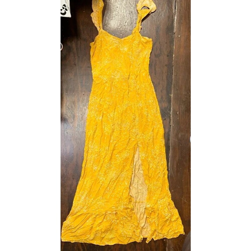 Express Yellow Polka Dot Maxi Dress Size Medium